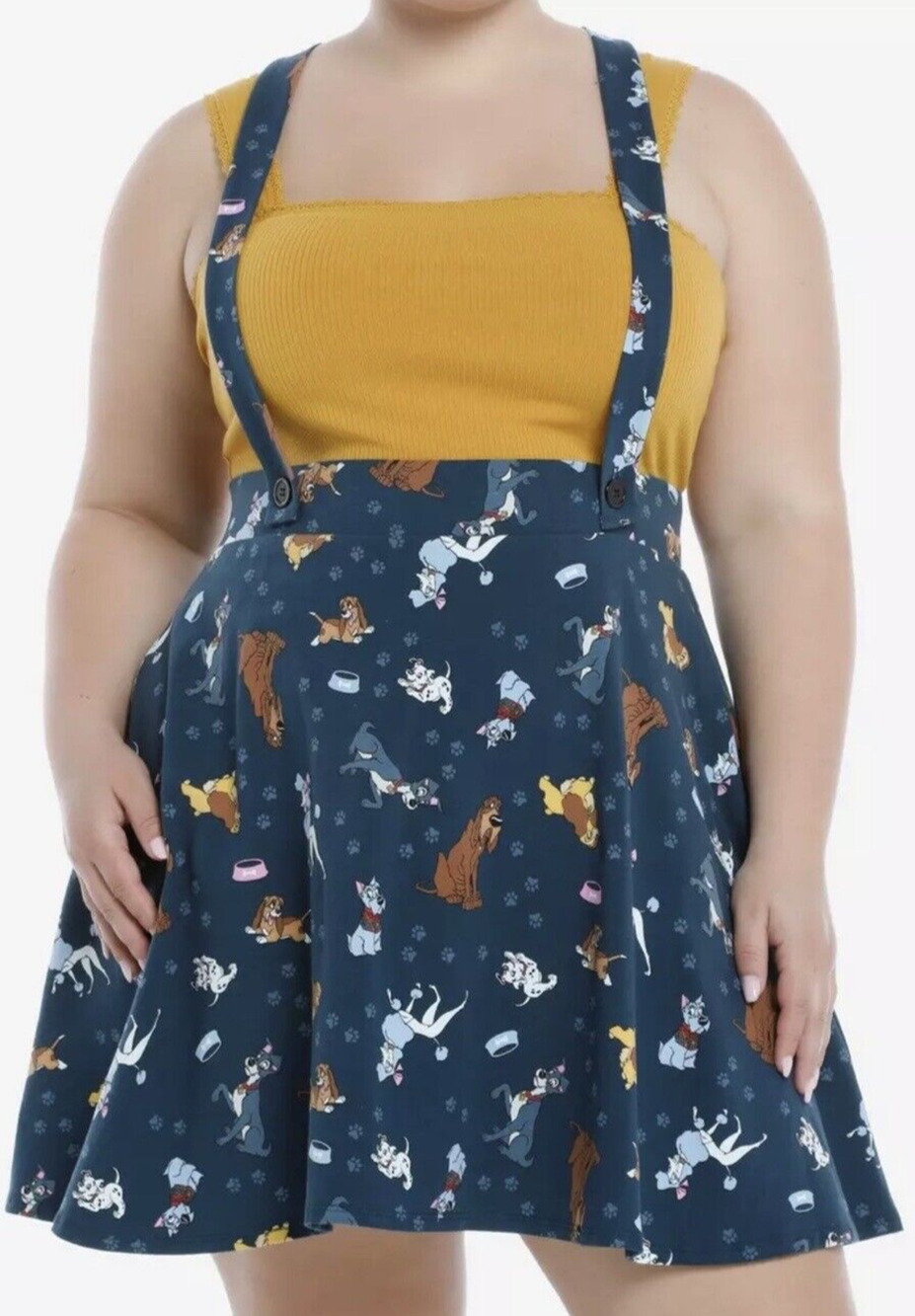 NWT Hot Topic Disney Dogs Suspender Skirt Shirt SIZE 2X Plus Womens Juniors